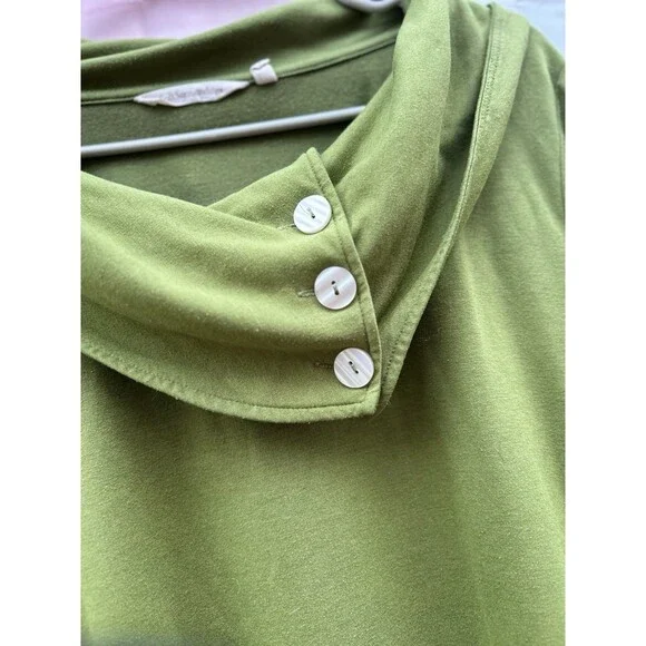 Soft Surroundings Womens Size XL Green Sweatshirt Tunic Top Boho Lagenlook - Picture 3 of 10
